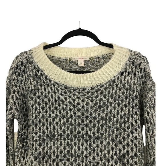 Chelsea & Violet Womens Size XS Open Knit Metallic Pullover Sweater - Picture 2 of 4